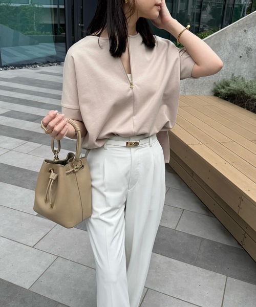 tシャツ ライトダンボールジップキーネックプルオーバー レディース Emma Taylor tシャツ ライトダンボールジップキーネックドルマン