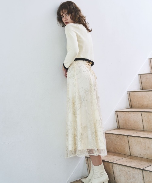 アンドクチュール　チュールフレアスカート AND COUTURE（アンドクチュール）の「サイドリブチュールフレア
