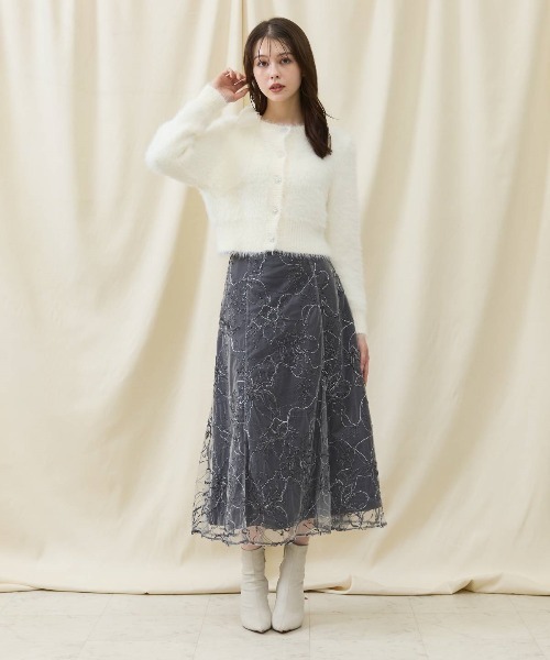 AND COUTURE スカート エンブロイダリーチュールスカート