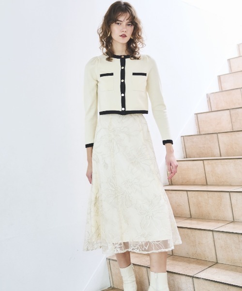 ANDREA&Co. レースアップエンブロイダリースカート 追加》エンブロイダリーレーススカート | スピック＆スパン(Spick and