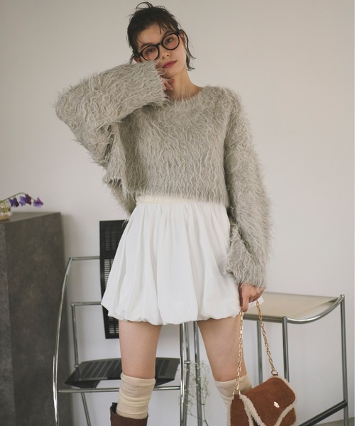 loin nuit ニット セーター shaggy back ribbon knit/シャギー