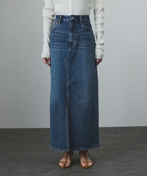 SALON adam et rope' デニムスカート 「WEB限定」リメイクライク