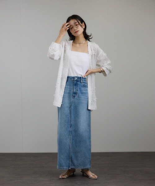 人気のクリスマスアイテムがいっぱい！ SALON adam et rope' デニムスカート 「WEB限定」リメイクライク スカート