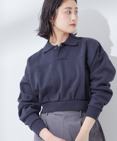 トレーナー スウェット 「INSCRIRE /アンスクリア」Vintage Sweat Short Pull Over：スウェット レディース