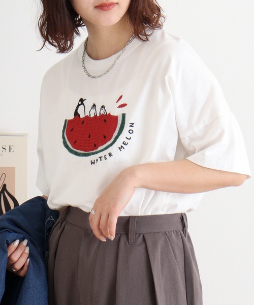 tシャツ EMAGO スイートペンギンスイカＴ レディース Emago tシャツ EMAGO スイートペンギンスイカT レディース