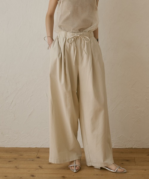 【maeさま専用ページ】フレンチlinen＊麻色＊楽ちんパンツ セール】フレンチリネン イージーセミワイドパンツ（その他