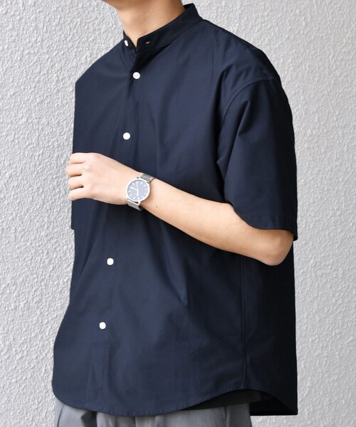 SHIPS any シャツ any: 360° THE CIRCLE STRETCH バンドカラー シャツ