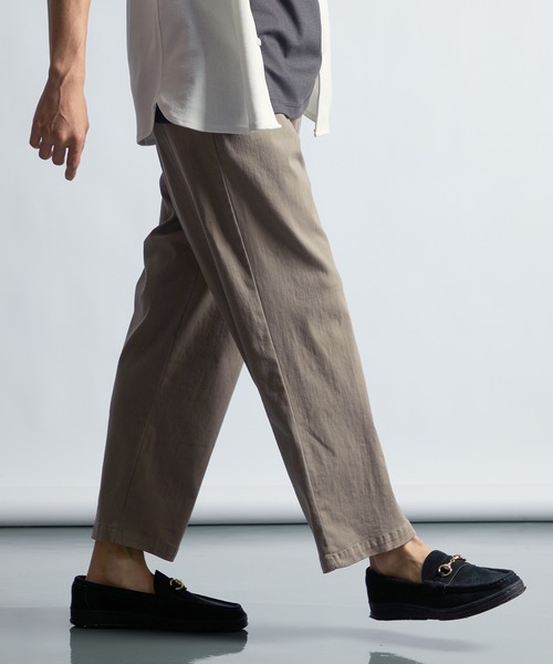LANVIN en Bleu パンツ 超伸縮 麻混「ガムストレッチ」製品染め