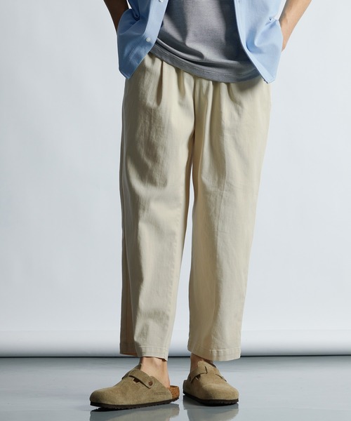 LANVIN en Bleu パンツ 超伸縮 麻混「ガムストレッチ」製品染め
