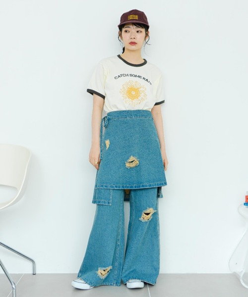 tシャツ 「eLur」サンフラワーリンガーT レディース eLur tシャツ 「eLur」サンフラワーリンガーT レディース