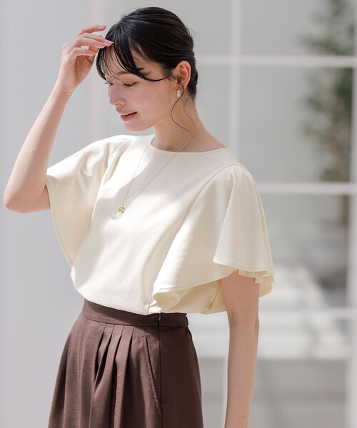 tシャツ UVカットフリルスリーブカットソー レディース any SiS tシャツ 着映えフリルスリーブ カットソー レディース