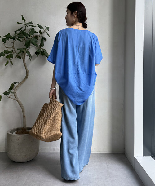 DouDou（ドゥドゥ） tシャツ 「WEB限定」ボートネック切替プルオーバー