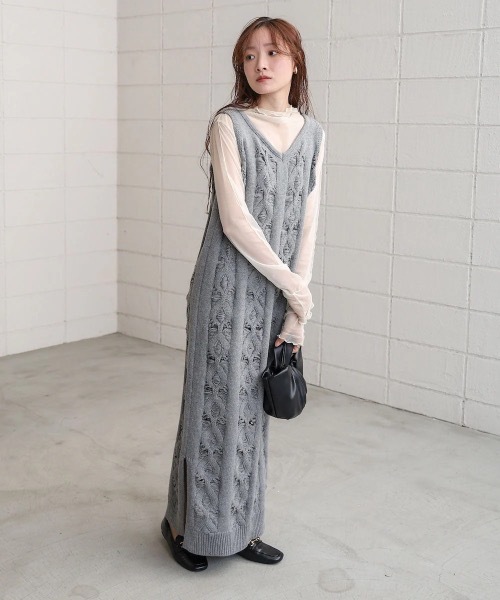 BAB（バブ） ワンピース 「S・Mサイズ展開」ミックス編みニット
