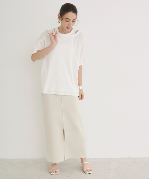 ANGIE tシャツ アシンメトリー デザイン Tシャツ レディース