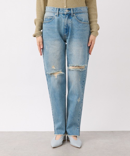 [RIVE DROITE] повреждение обработка Denim брюки 38 голубой женский 