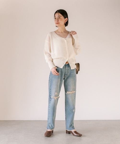 [RIVE DROITE] повреждение обработка Denim брюки 38 голубой женский 