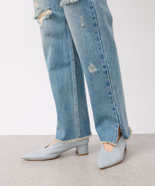 [RIVE DROITE] повреждение обработка Denim брюки 38 голубой женский 