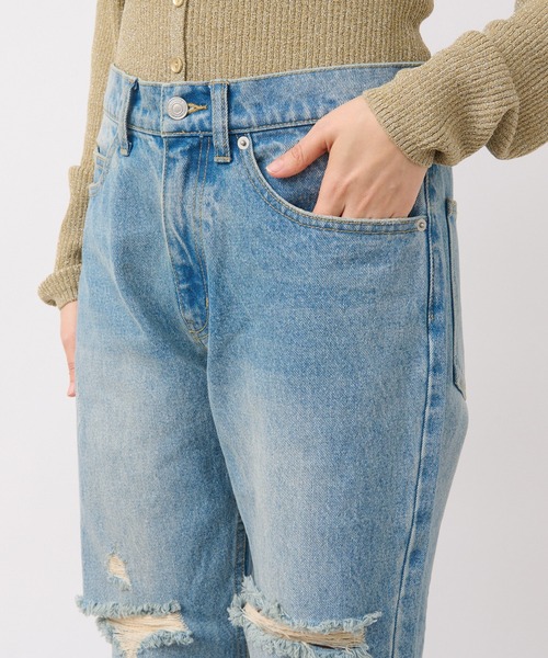 [RIVE DROITE] повреждение обработка Denim брюки 38 голубой женский 
