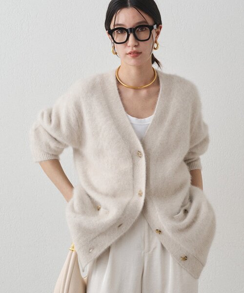 今期新作 LOUNGEDRESS FURカシミヤ2WAYニット ピンク Loungedress ニット セーター FURカシミヤニットカーデ
