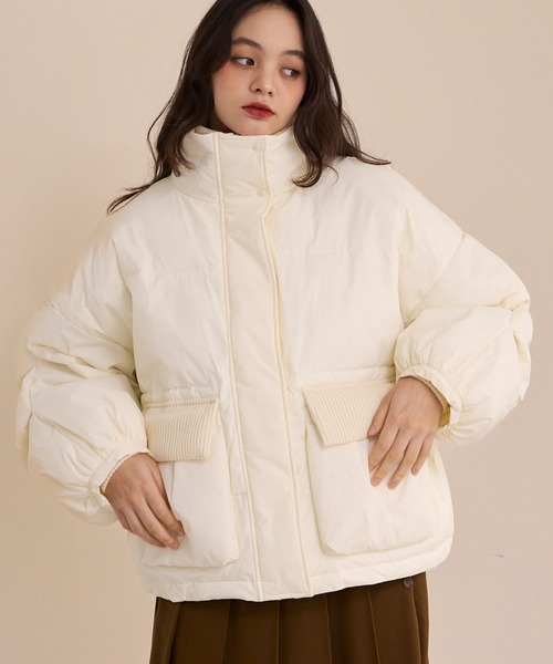 OLUN ダウンコート ダウンジャケット padding rib blouson/中綿リブ
