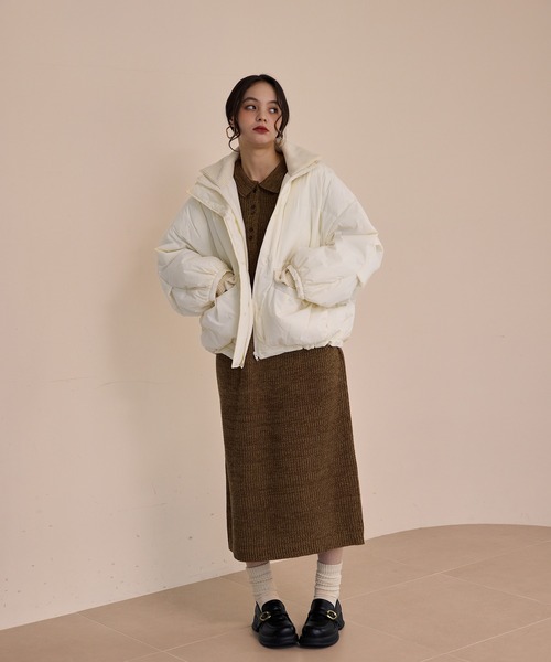 OLUN ダウンコート ダウンジャケット padding rib blouson/中綿リブ