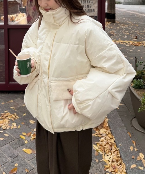 OLUN ダウンコート ダウンジャケット padding rib blouson/中綿リブ
