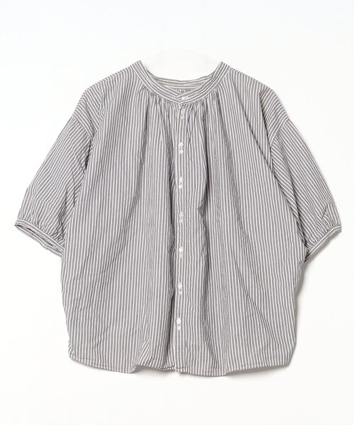 「Brocante」 ストライプ柄7分袖ブラウス 2 グレー レディース_画像2