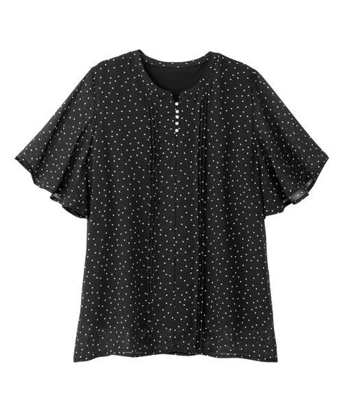 「alotta」 半袖ブラウス M ブラック×ホワイト レディース_画像7