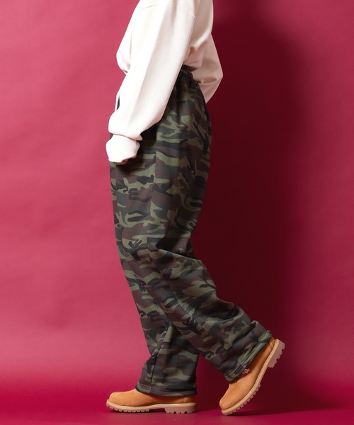 ワイドパンツ スウェットパンツ ジャージ a.p.o.v. 2タックカモフラ