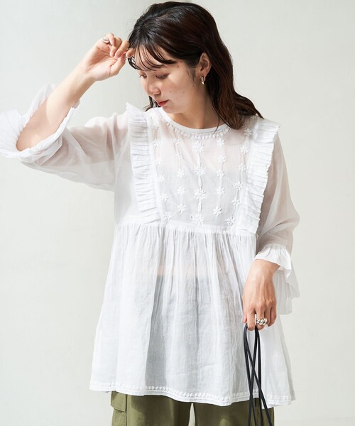 「Freada」 長袖ブラウス ONE SIZE ホワイト レディース_画像4