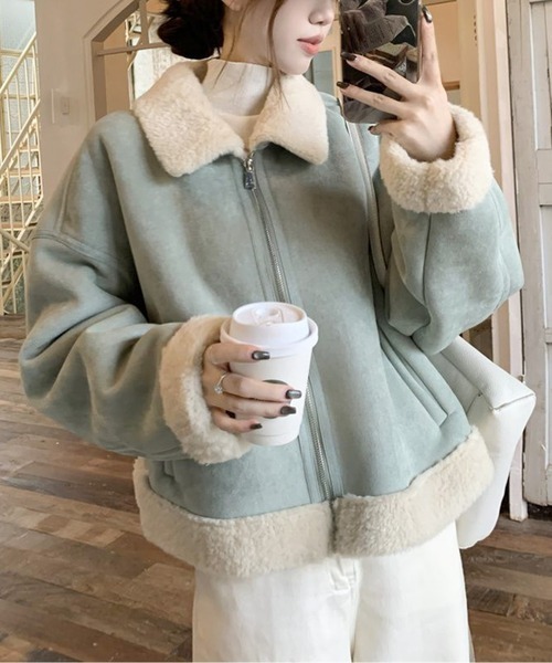 美品　フレイアイディー　リバーシブル　エコムートン&ボアのジャケット コート アウター エコムートンボアジャケット レディース : ZOZOTOWN