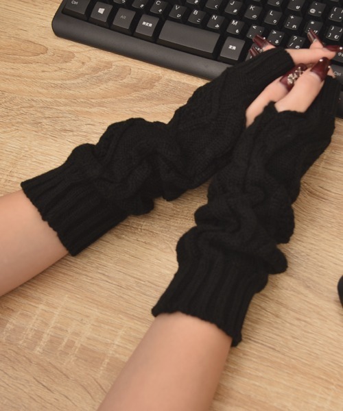 VIBGYOR Women アームカバー 「float」ケーブルニット デザイン アーム