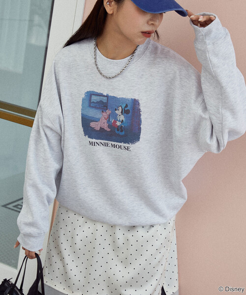 「PUBLUX」 スウェットカットソー フリ- チャコールグレー レディース_画像2