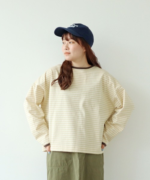 PAR ICI（パーリッシィ） tシャツ ボーダー配色バインダー 長袖BIG