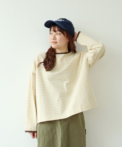 PAR ICI（パーリッシィ） tシャツ ボーダー配色バインダー 長袖BIG