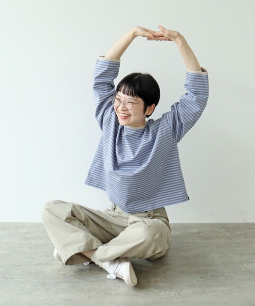 PAR ICI（パーリッシィ） tシャツ ボーダー配色バインダー 長袖BIG