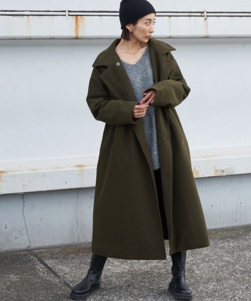 「Auntie Rosa Holiday」 チェスターコート MEDIUM カーキ レディース_画像9