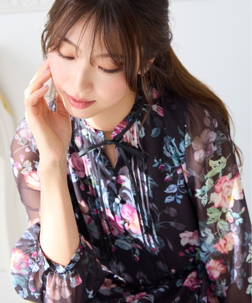 Rose Tiara（ローズティアラ） ワンピース シフォンプリントワンピース