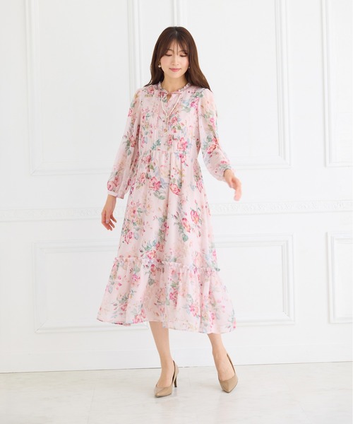 Rose Tiara（ローズティアラ） ワンピース シフォンプリントワンピース