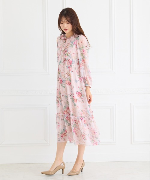 Rose Tiara（ローズティアラ） ワンピース シフォンプリントワンピース