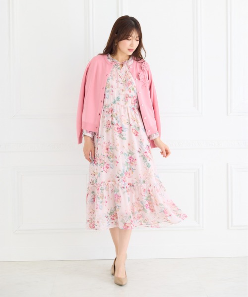 Rose Tiara（ローズティアラ） ワンピース シフォンプリントワンピース