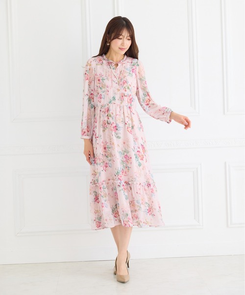 Rose Tiara（ローズティアラ） ワンピース シフォンプリントワンピース