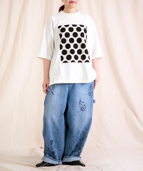 prit（プリット） tシャツ 空紡天竺×プリント 5分袖フレームTシャツ