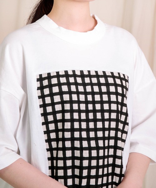 prit（プリット） tシャツ 空紡天竺×プリント 5分袖フレームTシャツ