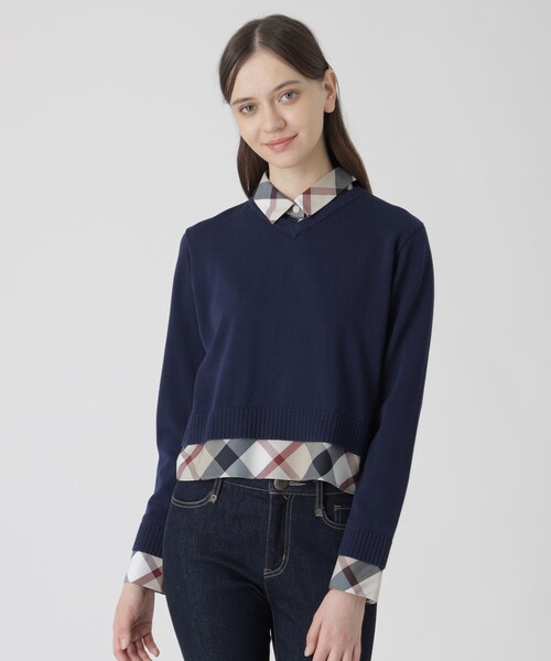 美品 ブルーレーベルクレストブリッジ スクウェアニットプルオーバー 38 BURBERRY BLUE LABEL - 美品 ブルーレーベルクレストブリッジ