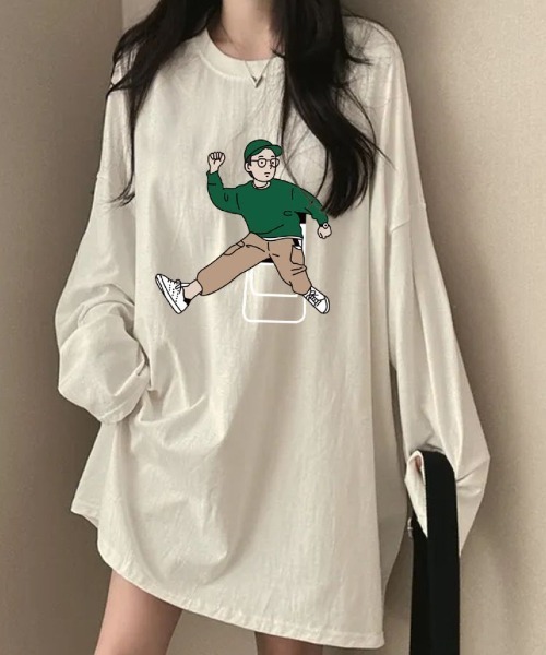 Lips tシャツ ゆるっと可愛いオーバーサイズ！男の子プリントが映える