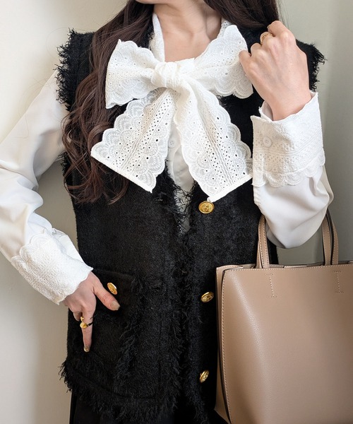 styiro（スタイロ） ベスト ジレ 金ボタンニットジレ レディース