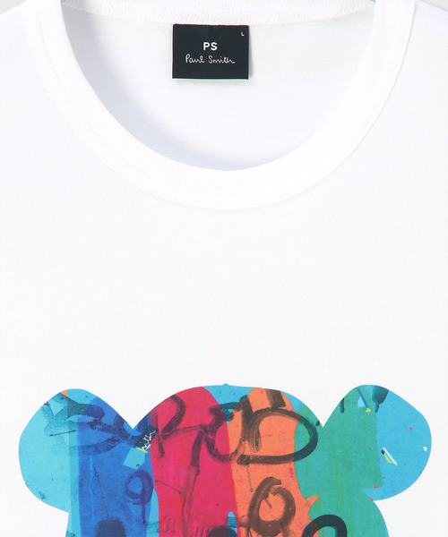 【新品】PS by Paul Smith 洗えるバッジ Tシャツ PS Paul Smith tシャツ Graffiti Bear” 半袖Tシャツ / 162558 220X