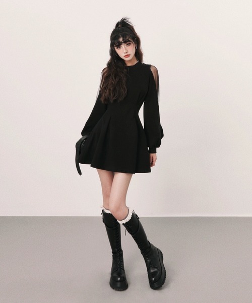 「DALLA」 長袖ワンピース SMALL ブラック レディースの画像