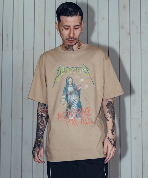 「Subciety」 半袖Tシャツ LARGE アッシュ メンズ_画像4